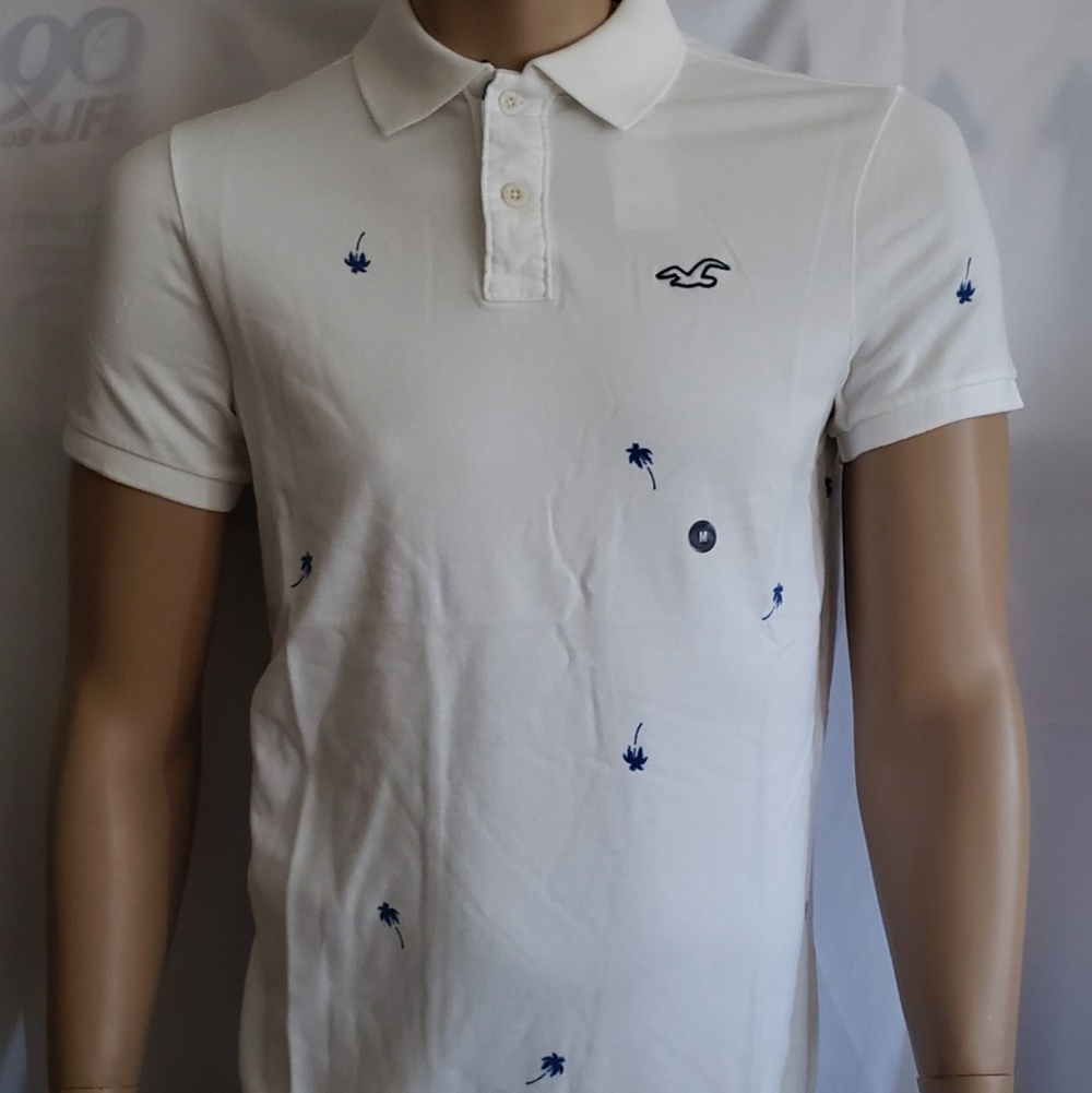NEW MENS HOLLISTER WHITE POLO SHIRTS - Picture 3 of 4